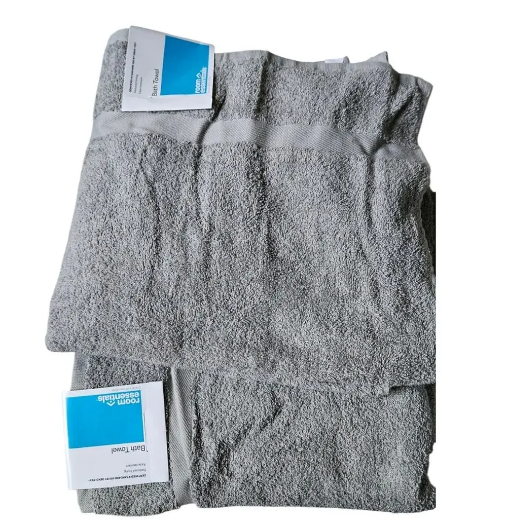 Room Essentials Bath Towels Set of 2 Gray Taupe OEKO-TEX Fade Resistant NWT